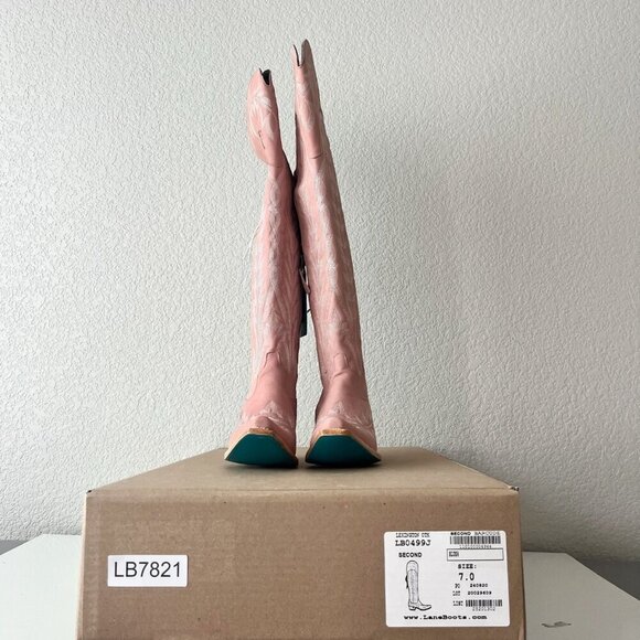 Lane LEXINGTON Over the Knee Womens Cowboy Boots 7 Pink Western Cowgirl Lace up - Picture 15 of 16